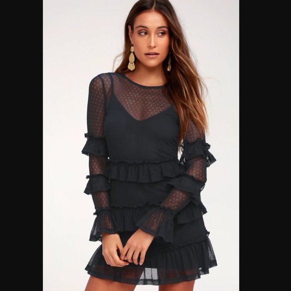 NWT The Fifth Label National Navy Ruffle Dress - Picture 1 of 10